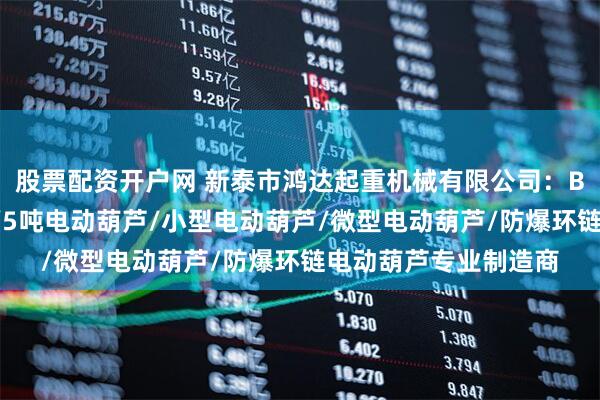 股票配资开户网 新泰市鸿达起重机械有限公司：BMD型防爆电动葫芦/5吨电动葫芦/小型电动葫芦/微型电动葫芦/防爆环链电动葫芦专业制造商